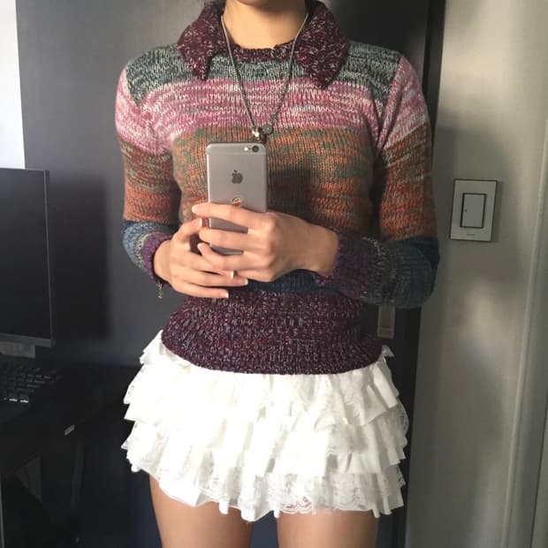 lejaby 괴짜 미사깔 컬러 스트라이프 카라 니트