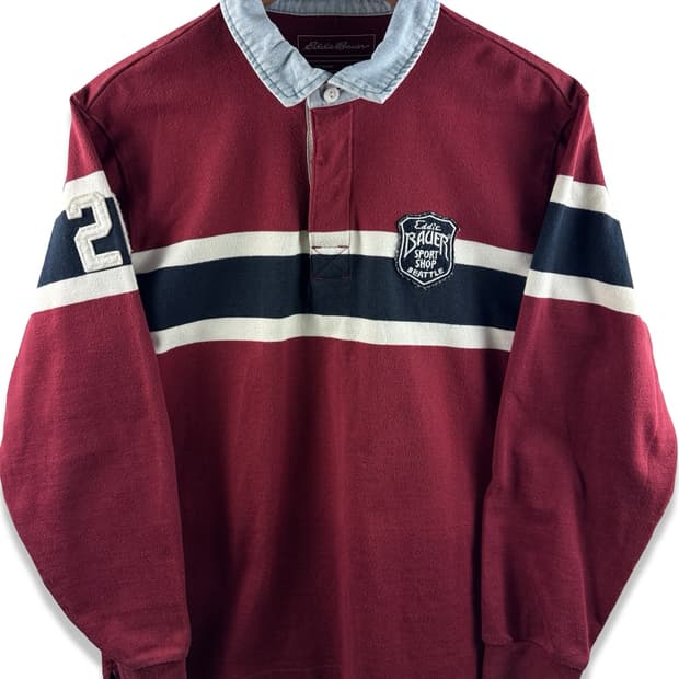 에디바우어  버건디 럭비셔츠2954