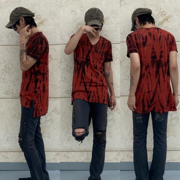 [FUGA]Vkei Burgundy Tie-dye Tee