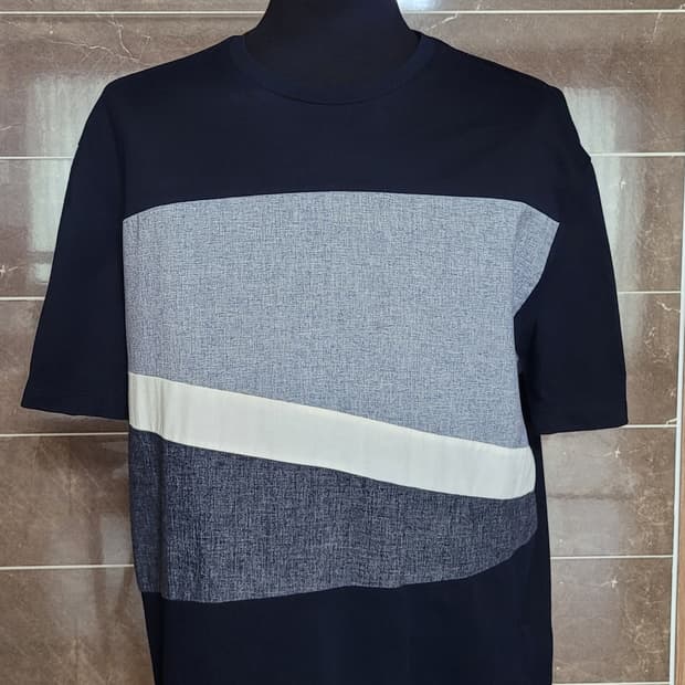 (남성110사이즈)지오지아 네이비 배색 반팔티