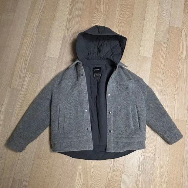 SYSTEM HOMME 울 블렌드 후드 코트