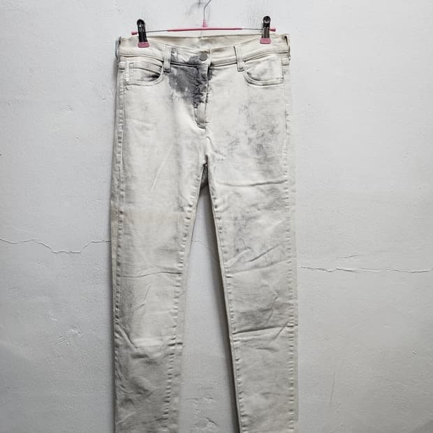 mm6 메종마르지엘라 더티 핸드페인팅 화이트 데님