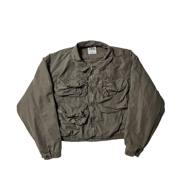 자라 숏 멀티포켓 블루종 자켓 L