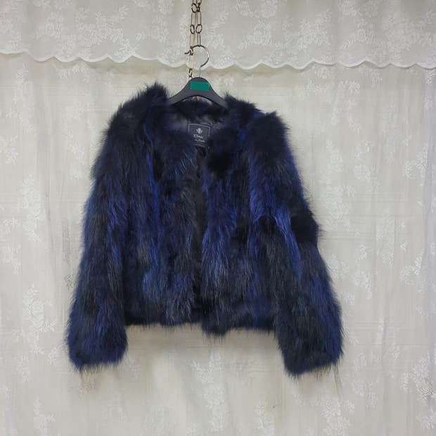 진도 네이비   라쿤퍼 코트