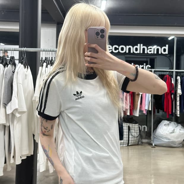 아디다스 화이트 링거 반팔 티셔츠