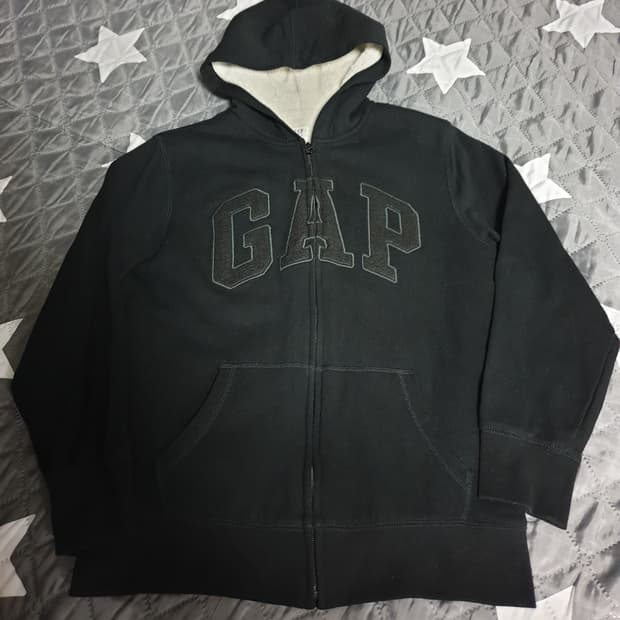 CAP 갭 빈티지 자수로고 안감보아 후드집업 블랙 (S)