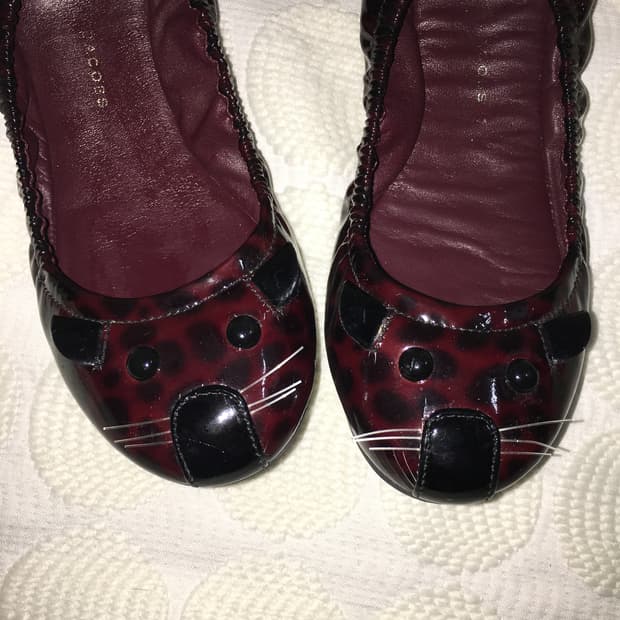 마크 제이콥스 레드 에나멜 레오파드 마우스 플랫슈즈