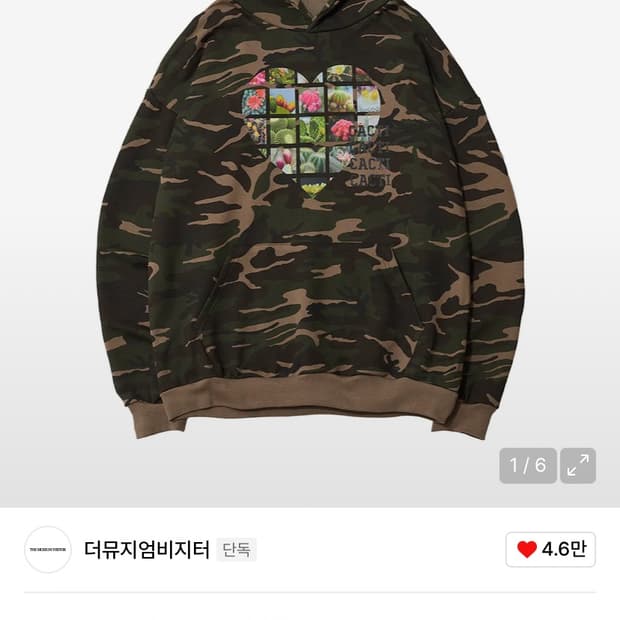 더뮤지엄비지터 카모 후드