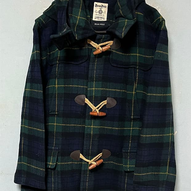 빈폴 여자 떡볶이 더플 모직코트 오버핏 체크 XXL 110 99