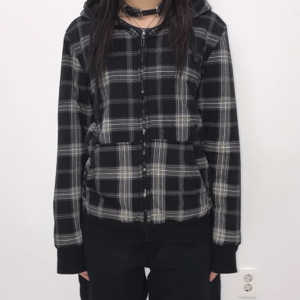 Night Rider Check Boa Lined Zip Hoodie