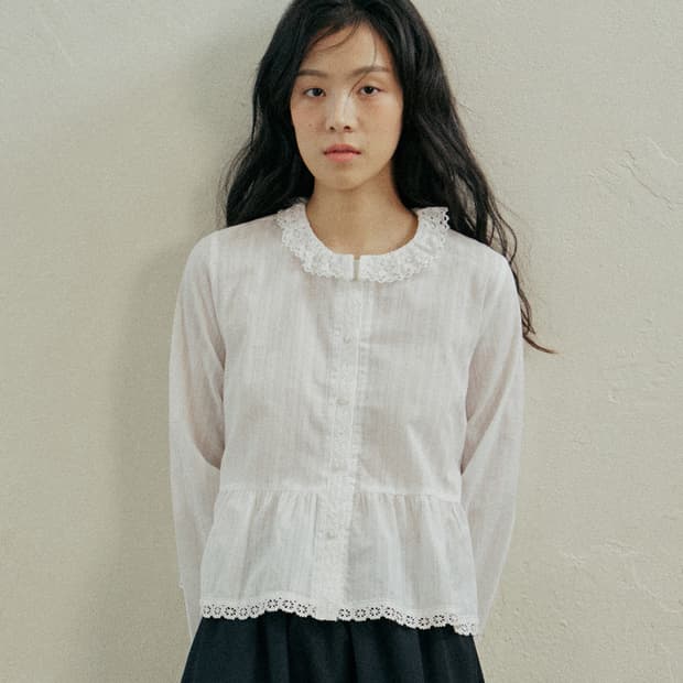 새상품) 호쿠스포쿠스 sonnet 레이스 아사 면 셔츠