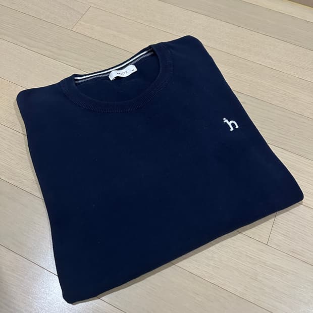 헤지스 얇은 긴팔 면 니트 105 네이비