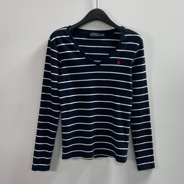 폴로 랄프로렌 우먼스 브이넥 니트 롱슬리브 긴팔티 (on.749)