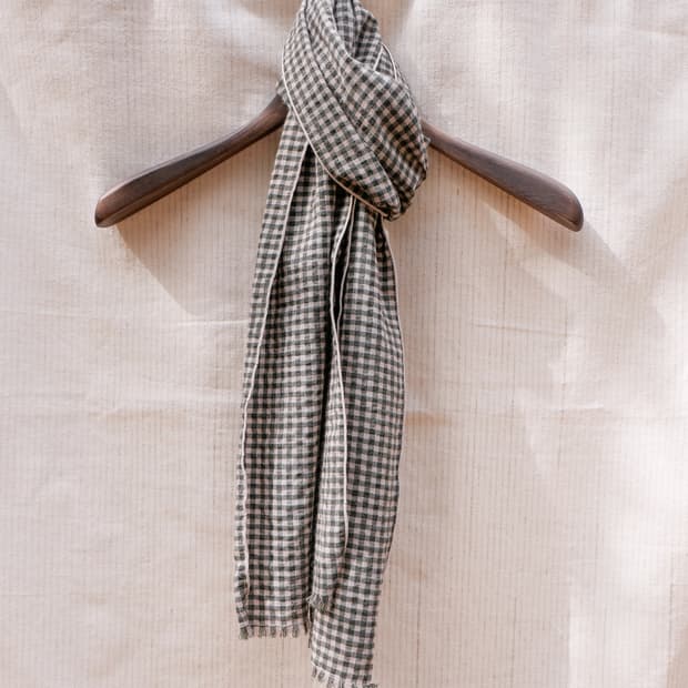 WEP 더블유이피 깅엄 스카프 올리브