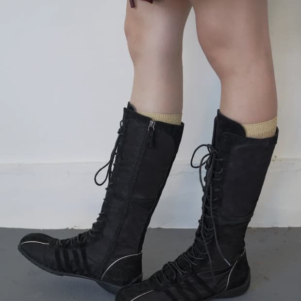 락피쉬웨더웨어 레이스업 롱부츠 블랙