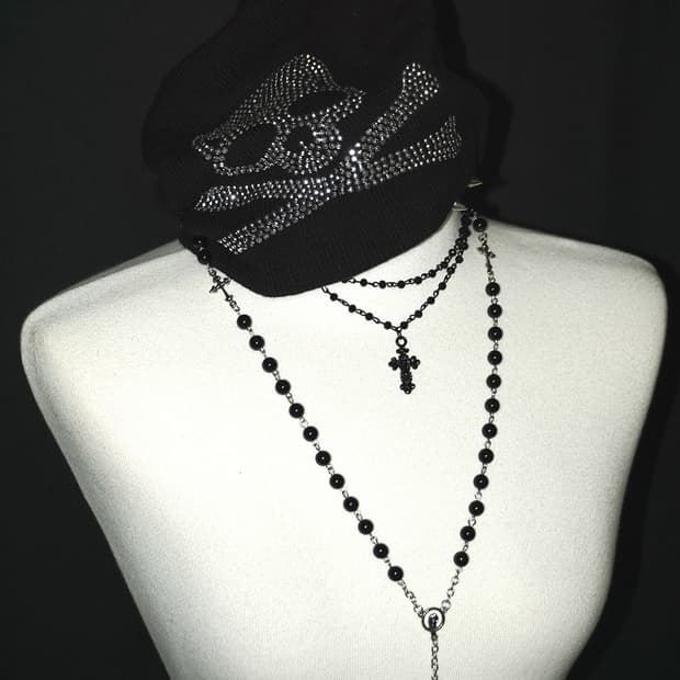 punk skull rhinestone beanie 