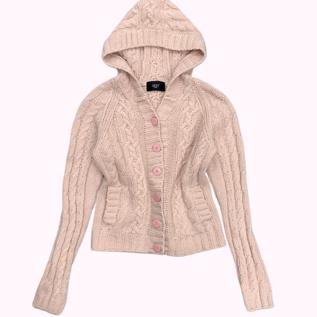 VICKY COUTURE crop knit hood cardigan