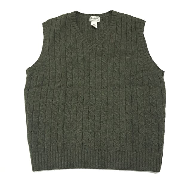 CL077 L 엘엘빈 다크올리브 그린 램스울 블렌드 케이블 니트 베스트