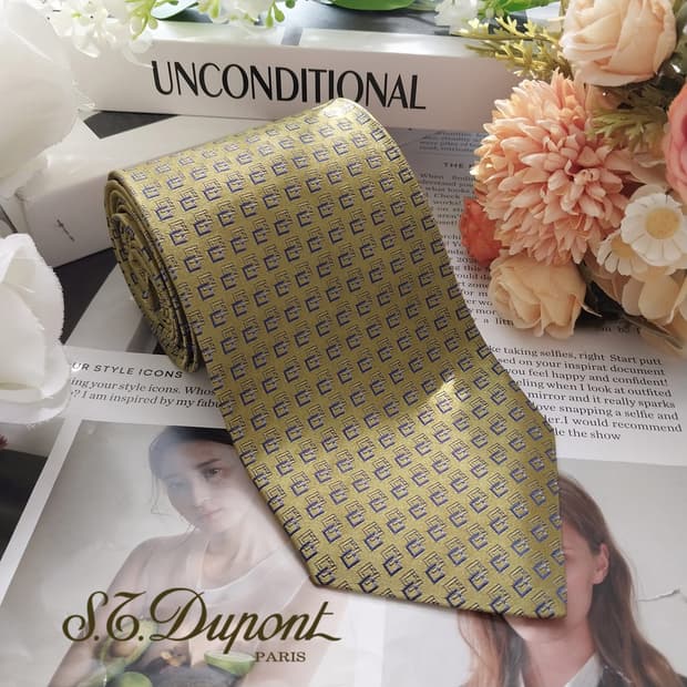 듀퐁 실크 스퀘어 자수 패턴 넥타이 8.9cm A+등급 K2306