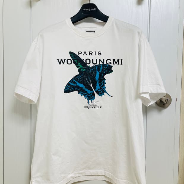 우영미 나비 백로고 티셔츠 화이트 50