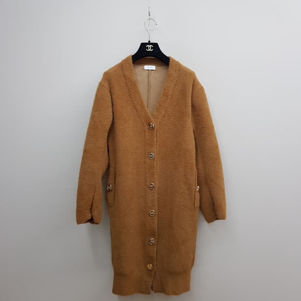 한섬 타임 헤어리  롱 니트 가디건 F사이즈