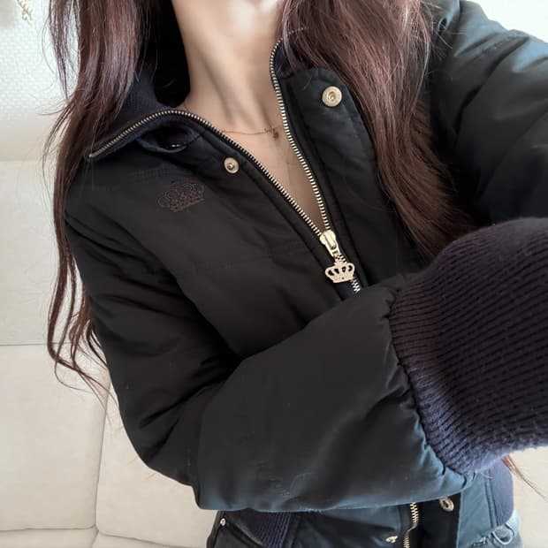 아디다스 미시엘리엇 블랙 로고 패딩 자켓