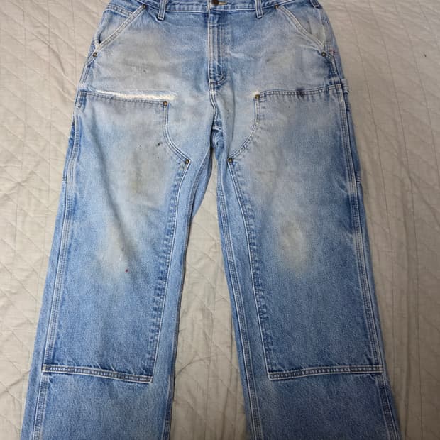 [36X32] 빈티지 칼하트 더블니 B73 DST 데님팬츠 굿페이드