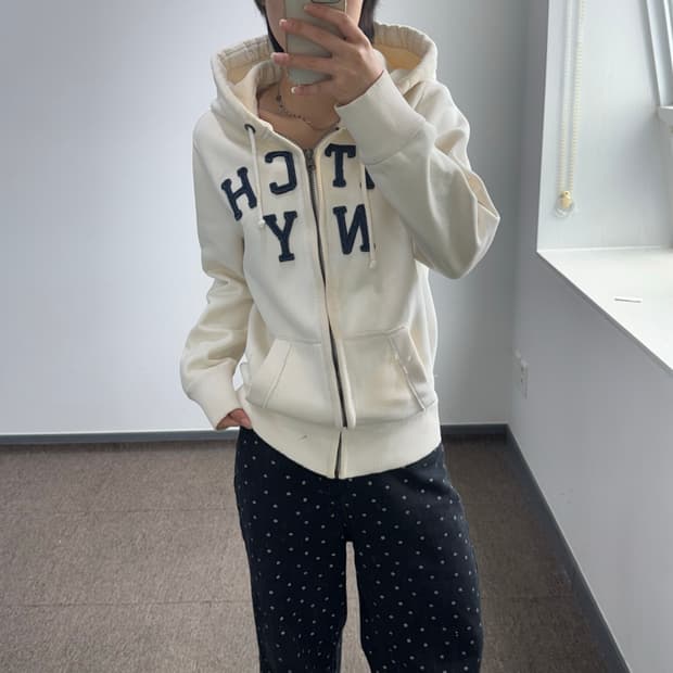 Abercrombie 아베크롬비 아이보리 후드집업  