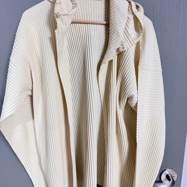 4size)  옴므플리셰 플리츠 후드집업 레몬