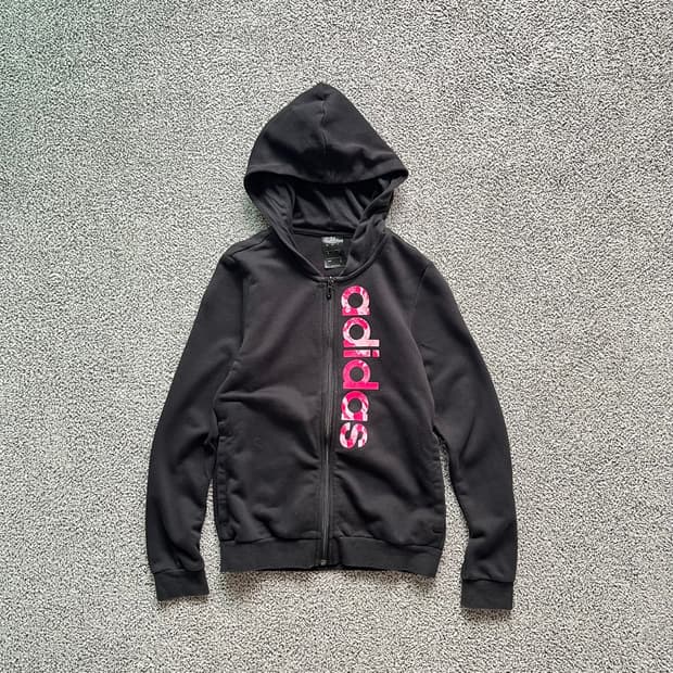 Adidas . 아디다스 재팬 블랙핑크 후드집업
