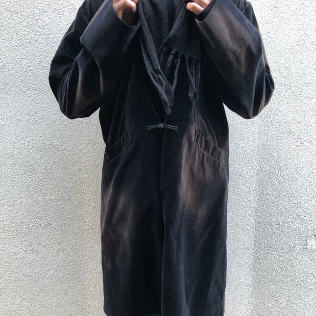 꼼데가르송 블랙 15aw 블리치 벨벳 코트