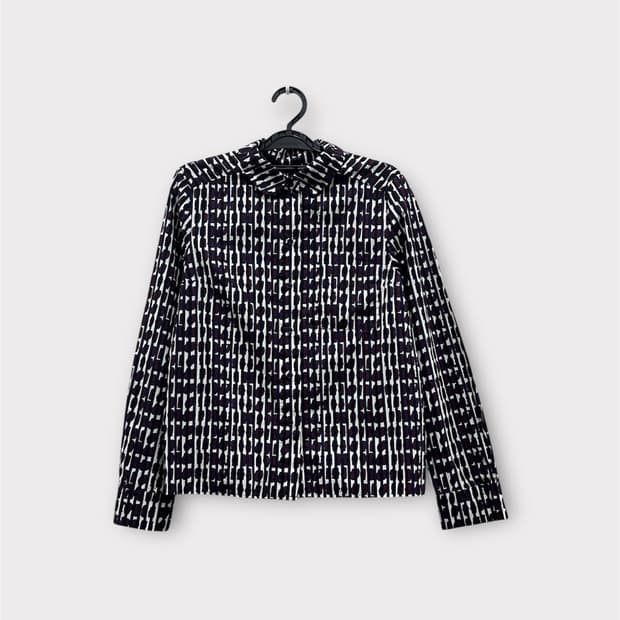 COS 코스 버건디네이비 둥근카라 셔츠 여성 XS 34사이즈