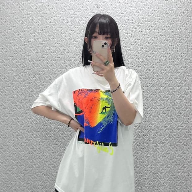 헤인즈 빈티지 스트릿 그래픽 펑크 프린팅 반팔티 XL C12747