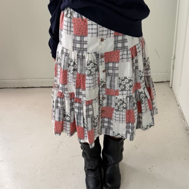일본빈티지 패치워크 캉캉스커트