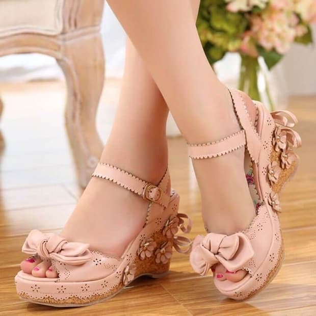 리즈리사 고전 핀터깔 플로럴 구두 히메카지 라떼갸루 히메갸루