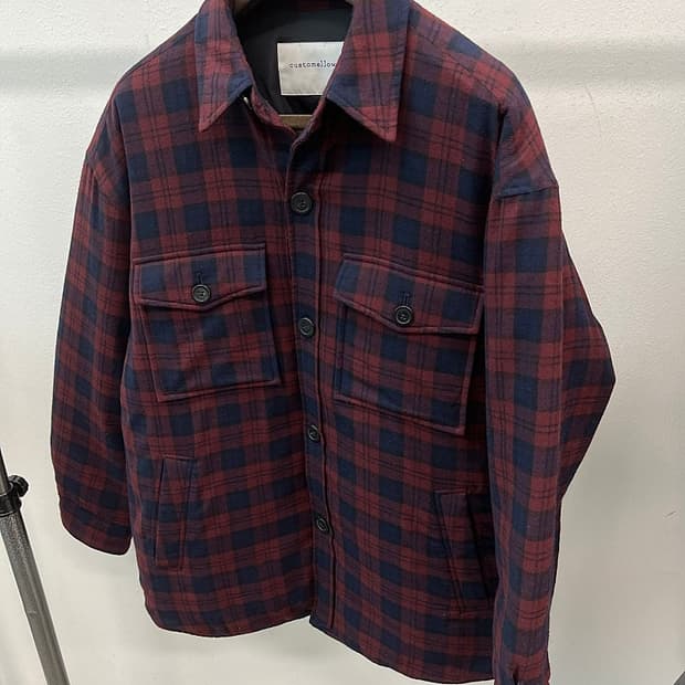 105) 커스텀멜로우 타탄 구스 패딩셔켓 