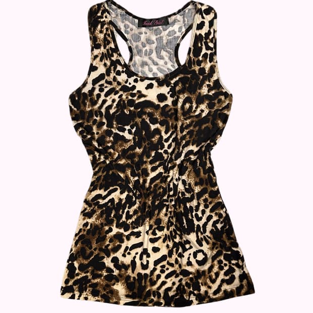 TRICK GIRL leopard pattern sleeveless