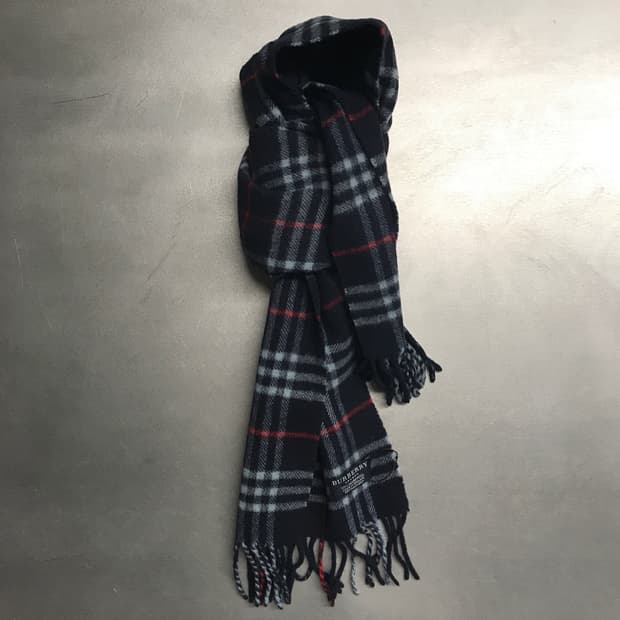 버버리 정품 램스울 머플러 네이비