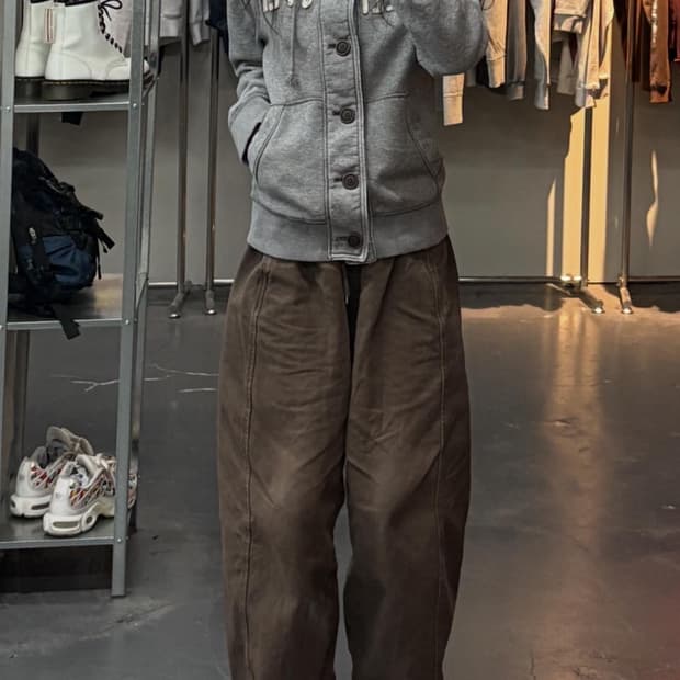 홀리스터 버튼 y2k 그레이 후드집업 A3225