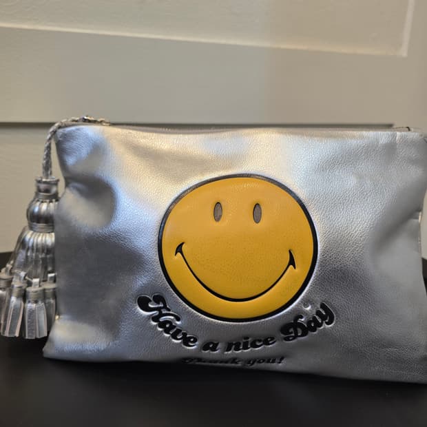 안냐 힌드마치 해브어 나이스데이 메탈릭 레더파우치