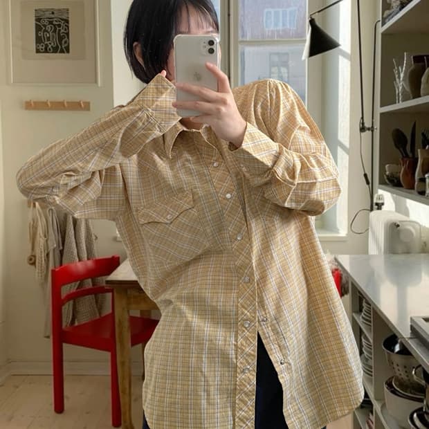 체크 포켓 셔츠 (Man XL)