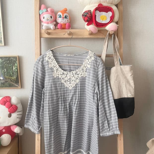 모리걸 빈티지 크로쉐 자수 블라우스 🎀🤍🩵