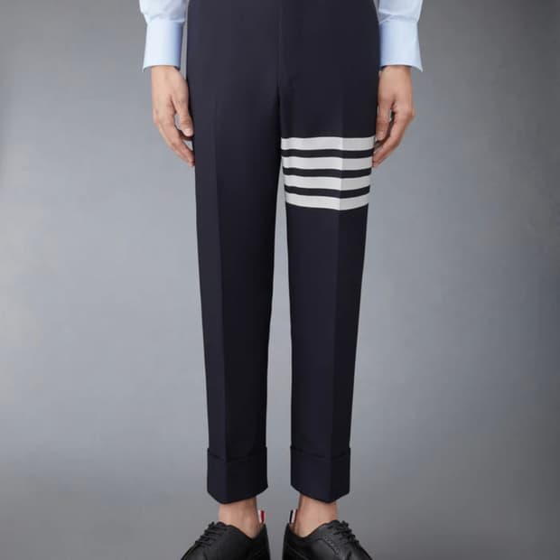 톰브라운 플레인 위브 4선 테일러드 트라우저 팬츠 네이비 새상품