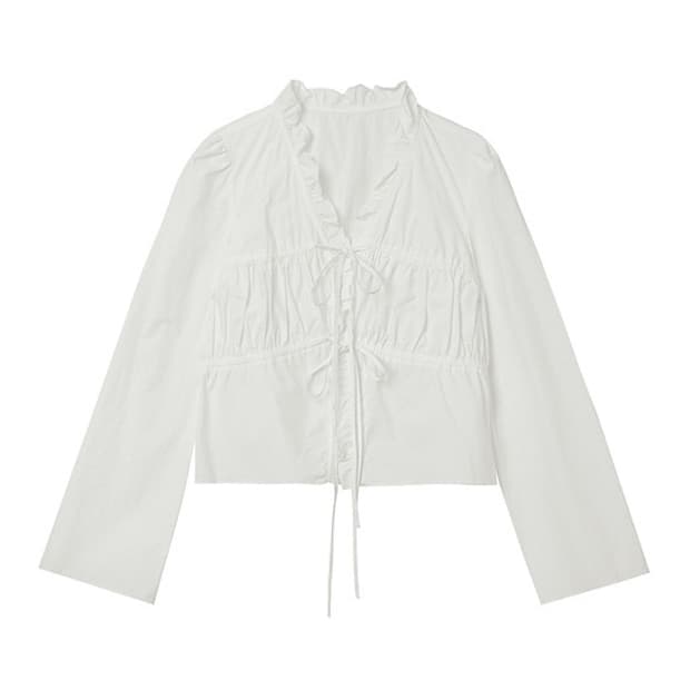 더오픈프로덕트 러플블라우스  Ruffled cotton blouse