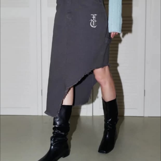 내스티 팬시 클럽 클리프 언발 롱스커트 치마 에이블리 빈티지 무신사