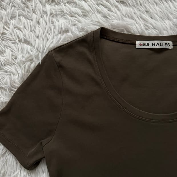 LES HALLES 일본빈티지 크롭티 반팔 슬림핏 딱붙핏 크롭 M 40