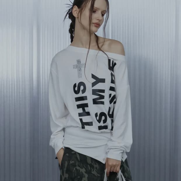 셋업이엑스이 BOLD LETTERING LOOSE TOP / WHITE