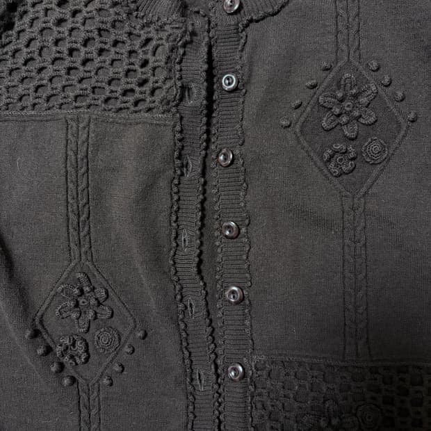 일본 빈티지 모리걸st 플라워 자수 니트 가디건