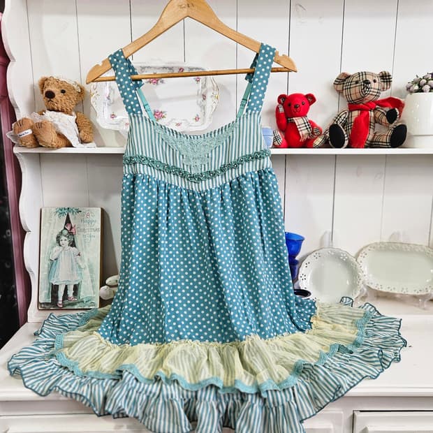 no0327(Axes Femme) 민트 도트 프릴 원피스