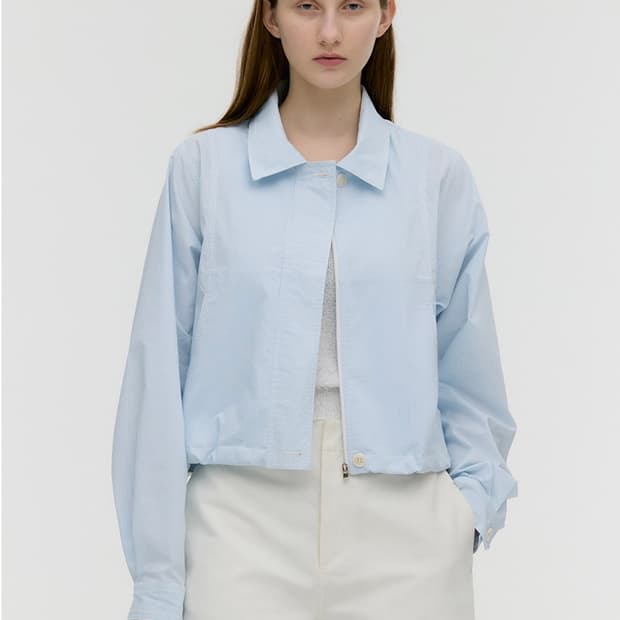 몽돌 커팅라인 스트라이프 블루종 자켓